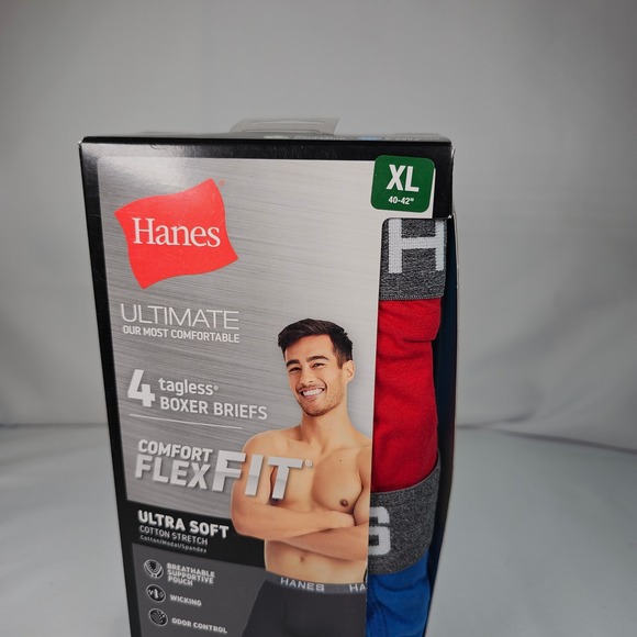 New Hanes Ultimate Comfort Flex Fit Boxer Briefs 4 Tagless XL Cotton Modal S - Picture 4 of 4
